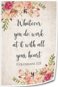 Amazon Colossians 3 23 Poster Scripture Wall Art Bible Quotes Wall Decor For Bedroom Aesthetic Print On Canvas Decoration Poster Pictures Artwork Kitchen 20x30inch 50x75cm Unframed Posters Prints