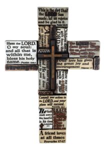 Amazon Ebros Gift Large Inspirational Wall Cross Of Faith Love Hope Peace Joy Strength Worship Praise Prayer Bible Verses Quotes Psalms Proverbs Collage Style With Multi Layered Crosses Decorative Figurine Home