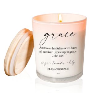 Amazon Elly Grace Scented Glass Soy Candle With Inspirational Bible Verse Christian Gifts For Home Thinking Of You Gifts For Women Candles Home Kitchen