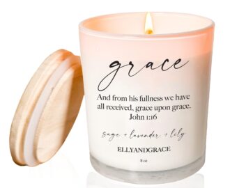 Amazon Elly Grace Scented Glass Soy Candle With Inspirational Bible Verse Christian Gifts For Home Thinking Of You Gifts For Women Candles Home Kitchen