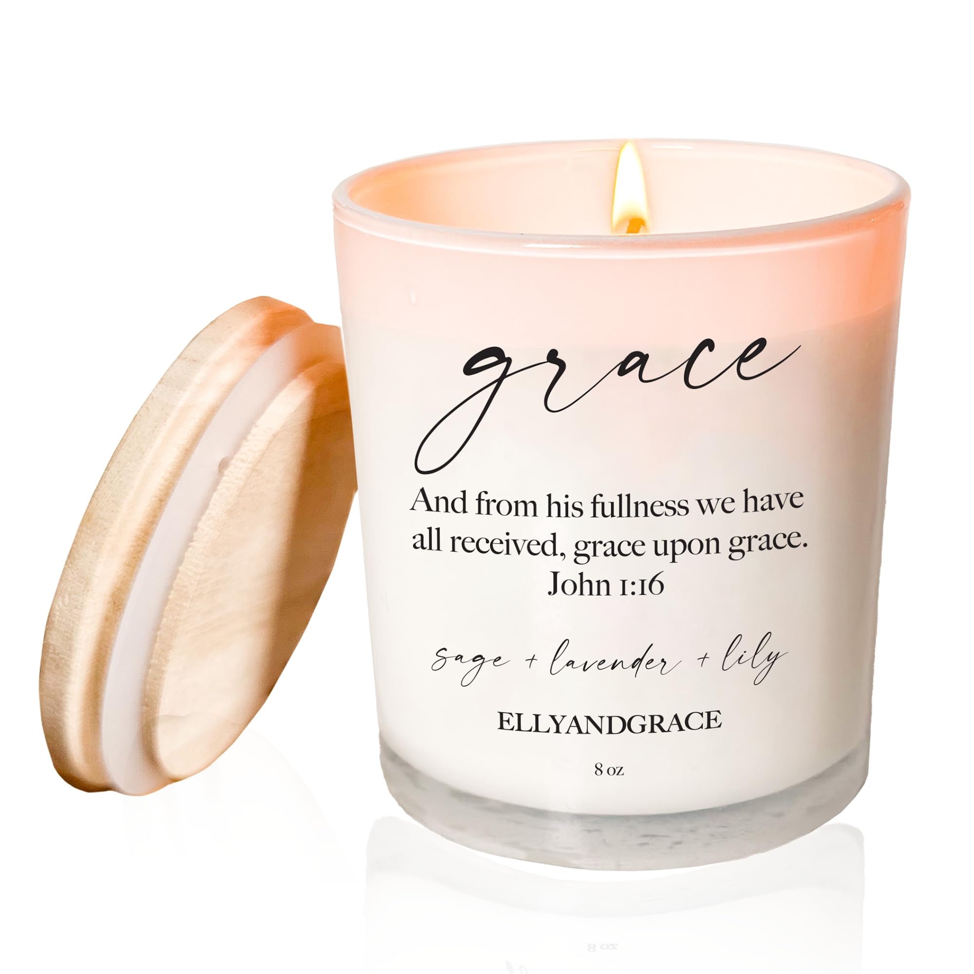 Amazon Elly Grace Scented Glass Soy Candle With Inspirational Bible Verse Christian Gifts For Home Thinking Of You Gifts For Women Candles Home Kitchen