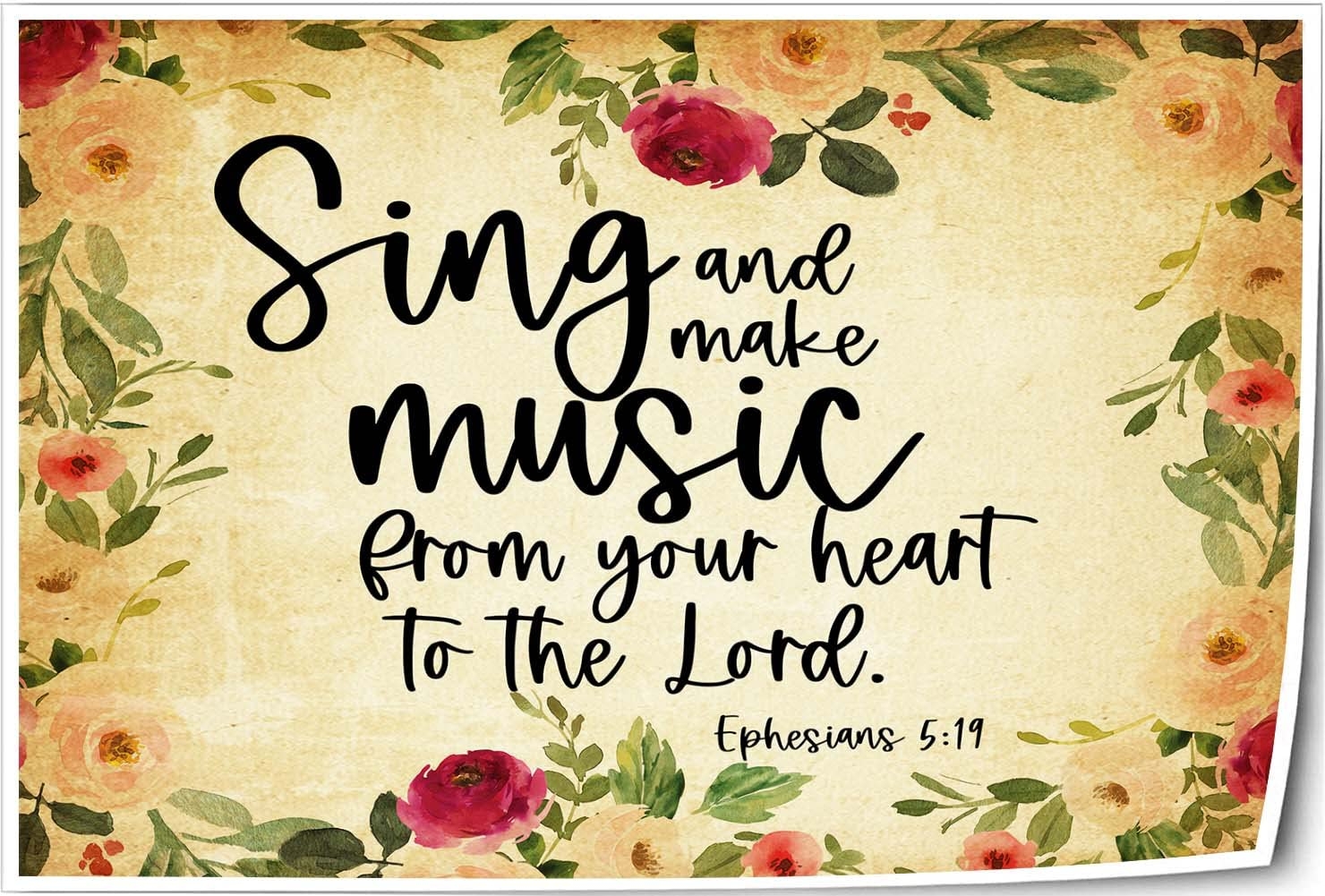 Amazon Ephesians 5 19 Bible Quotes Wall Art Scripture Posters Vintage Christian Wall Decor Home Decoration Living Room Ideas Picture Prints 20x30inch 50x75cm Unframed Posters Prints