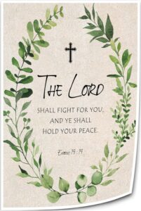 Amazon Exodus 14 14 Scripture Wall Art KJV Bible Quotes Poster Pictures Home Bedroom Decorations Canvas Colouring Modern Oil Painting Hanging 16x24inch 40x60cm Unframed Posters Prints