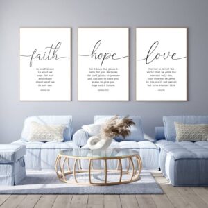 Amazon Faith Hope And Love Bible Verses 3 Piece Canvas Wall Art Decor Serenity Prayer Wall Art Or Living Room Large Size Christian Art Religious Quotes Wall Decor Unframed Love Wall Art