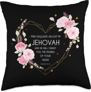 Amazon Find Exquisite Delight In Jehovah JW Bible Quote Psalm 37 4 Throw Pillow Home Kitchen