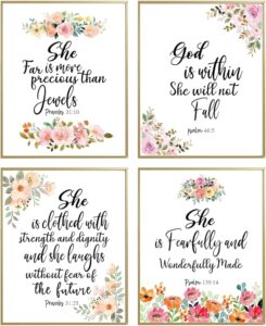 Amazon Flowers Bible Verse Wall Art Christian Scripture Decor Teen Girls Room Gift Bible Wall Art Posters Prints