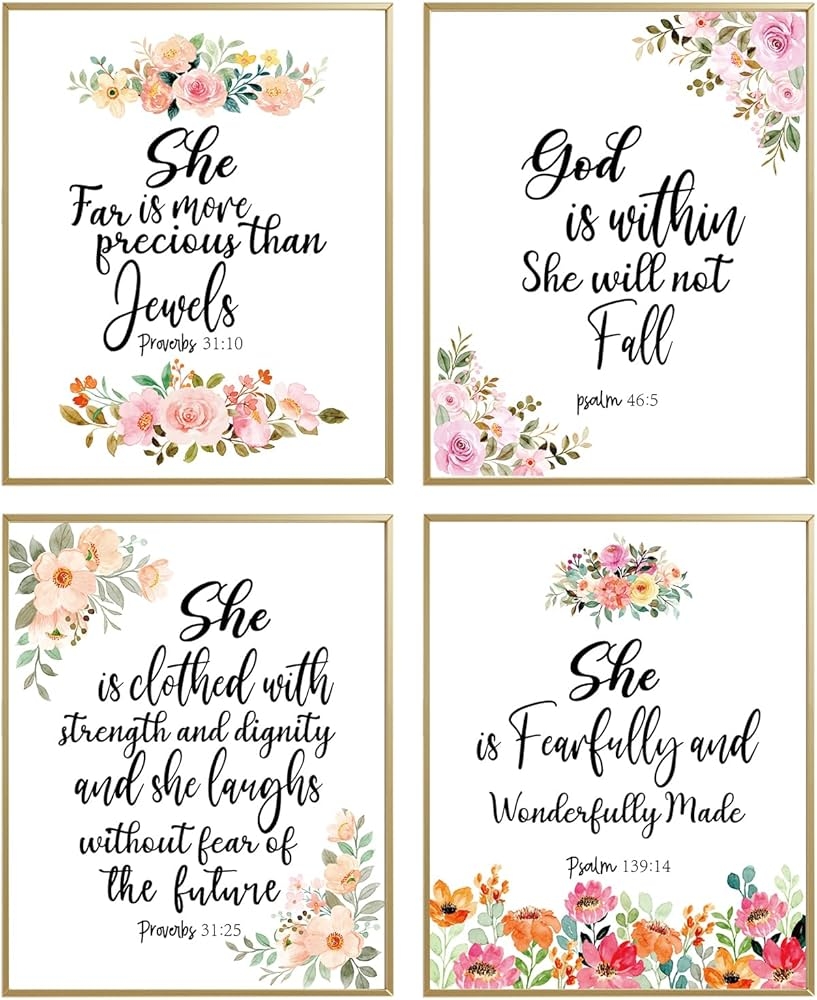 Amazon Flowers Bible Verse Wall Art Christian Scripture Decor Teen Girls Room Gift Bible Wall Art Posters Prints