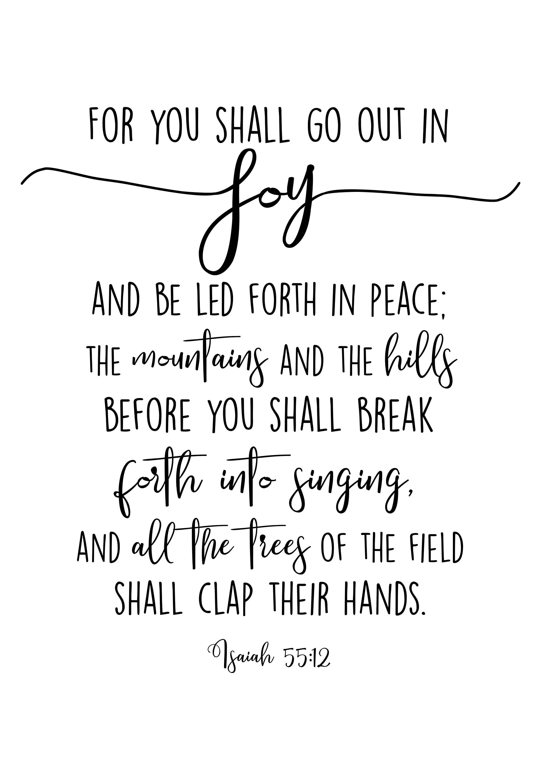 Amazon For You Shall Go Out In Joy Isaiah 55 12 Bible Verse Printable Lutheran Art Wall Art Decor Posters Prints