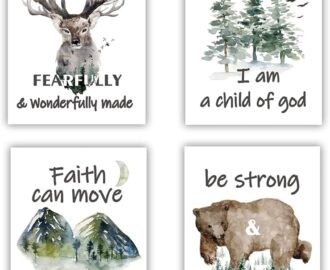 Amazon Forest Animals Bible Verse Poster Inspirational Quote Poster Watercolor Wall Art For Kids Room Decor suitable For Kids Room Playroom Nursery Decor Decor 4 pack20 32 X 25 40 Cm Unframed Posters