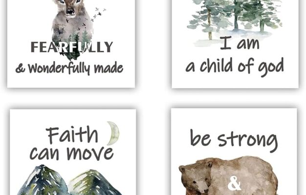 Amazon Forest Animals Bible Verse Poster Inspirational Quote Poster Watercolor Wall Art For Kids Room Decor suitable For Kids Room Playroom Nursery Decor Decor 4 pack20 32 X 25 40 Cm Unframed Posters