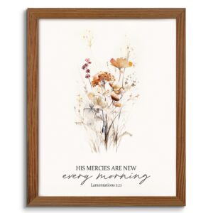 Amazon Framed Christian Wall Decor His Mercies Are New Every Morning Scripture Quotes Wall Art For Home Bedroom Kitchen Farmhouse Bible Verse Religious Poster Vintage Inspirational Floral Canvas Artwork 8x10 Posters