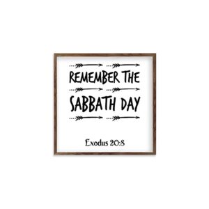Amazon Framed Quotation Wooden Art Signs Positive Quotes Remember The Sabbath Day Bible Verse Quote White C2 30x30cm Everything Else