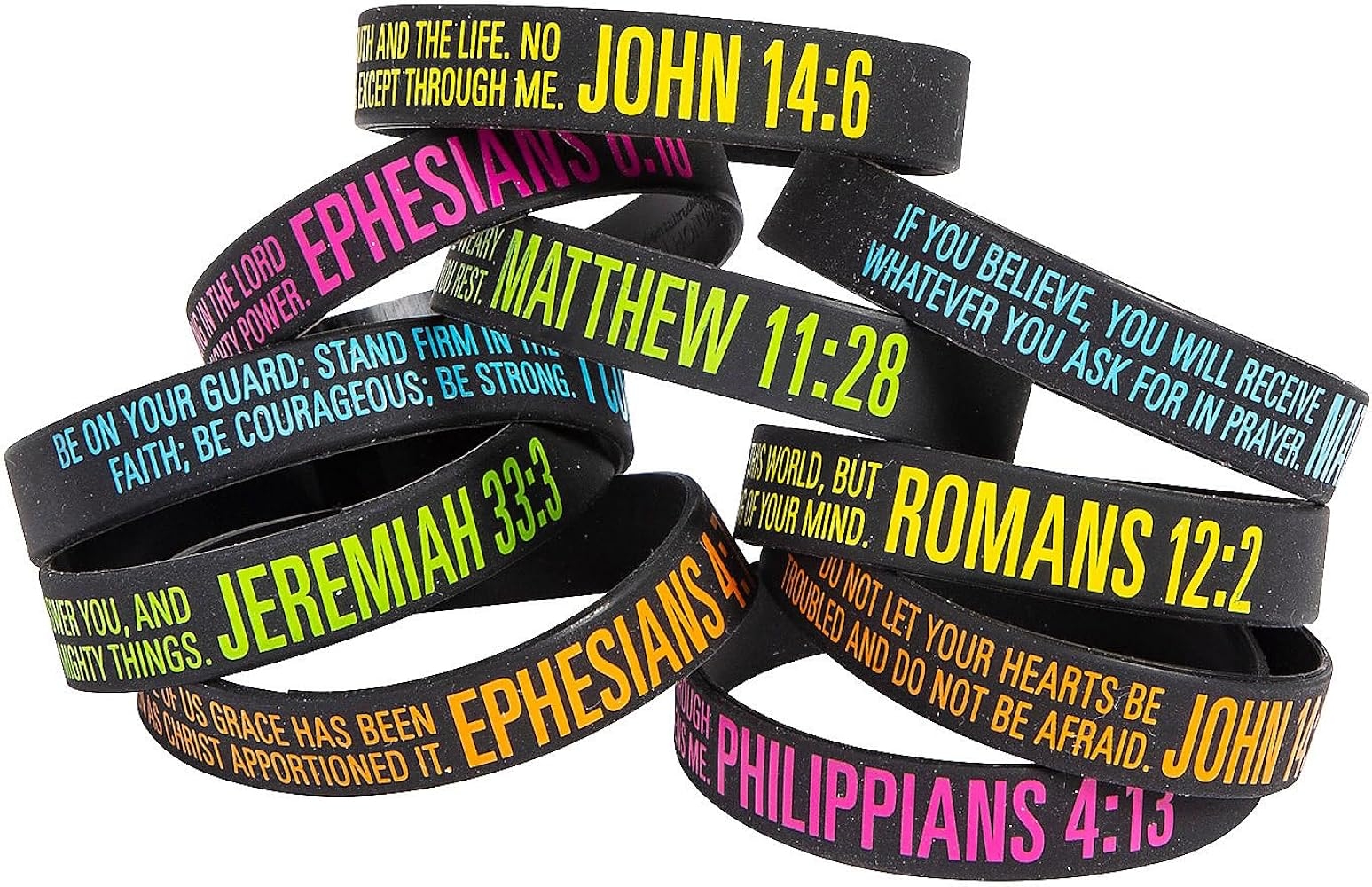 Amazon Fun Express Bible Verse Rubber Bracelets Jewelry 100 Pieces Clothing Shoes Jewelry