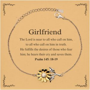 Amazon Girlfriend The Lord Is Near To All Who Call On Him Psalm 145 18 19 Inspirational Christian Faith Girlfriend Sunflower Bracelet Bible Verse Quote Birthday Christmas For Girlfriend Clothing Shoes Jewelry