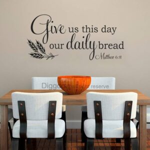 Amazon Give Us This Day Our Daily Bread Wall Decal Matthew 6 11 Kitchen Wall Decal Quote Wall Sticker For Dining Room Black 7 5 H X 16 W Tools Home Improvement