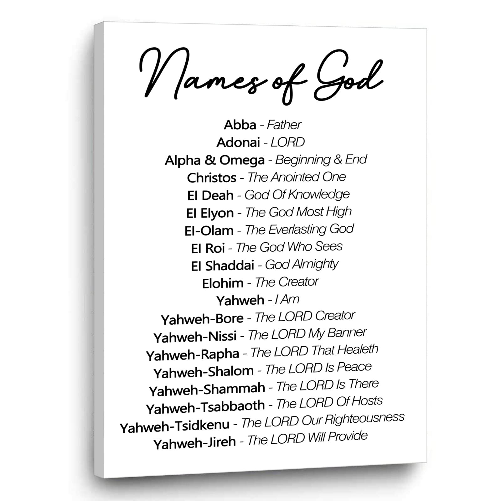 Amazon God Names Poster Print Bible Verse Canvas Painting For Home Decor Names Of God Wall Art Yahweh Poster Minimalist Black And White Wall Art Christian Artwork Quote Print Wall Decor 16x24inch