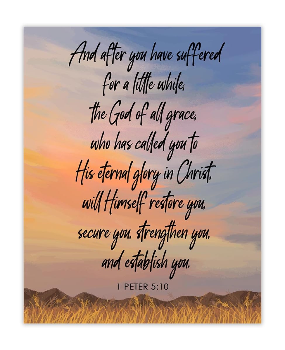 Amazon God Of All Grace Who Has Called 1 Peter 5 10 Inspirational Bible Verses Christian Scripture Positive Quotes Religious Bible Verse Wall Art Decor For Home Office Unframed Posters