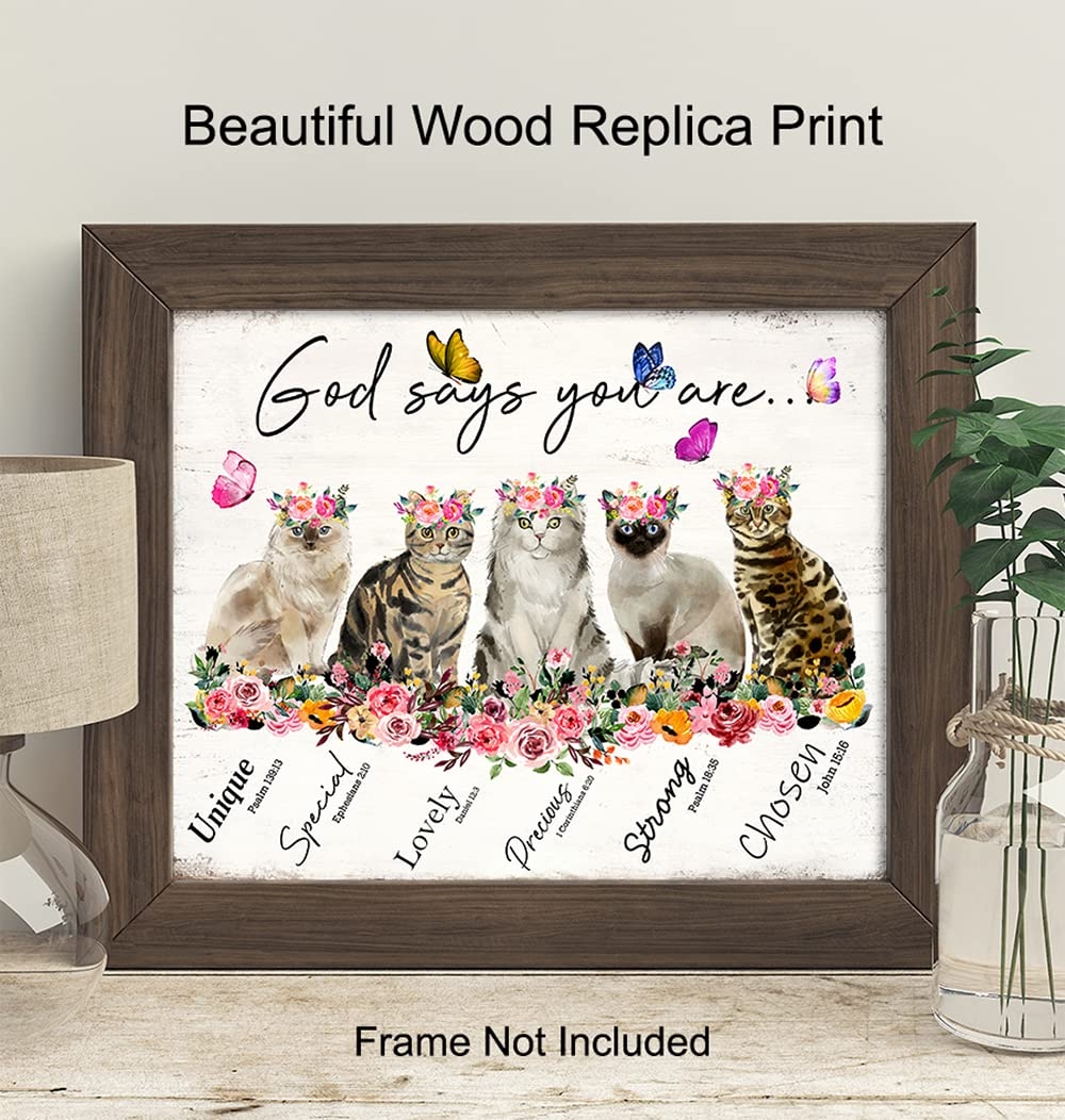 Amazon God Says You Are Cat Wall Art Christian Inspirational Encouragement Gifts For Women Bible Verses Psalms Scripture Wall Decor Catholic Religious Gifts Positive Motivational Quotes Boho Decor 