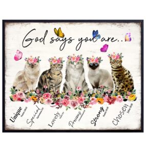 Amazon God Says You Are Cat Wall Art Christian Inspirational Encouragement Gifts For Women Bible Verses Psalms Scripture Wall Decor Catholic Religious Gifts Positive Motivational Quotes Boho Decor