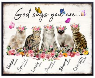 Amazon God Says You Are Cat Wall Art Christian Inspirational Encouragement Gifts For Women Bible Verses Psalms Scripture Wall Decor Catholic Religious Gifts Positive Motivational Quotes Boho Decor