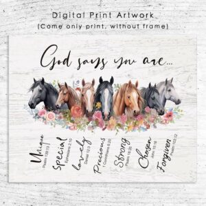 Amazon God Says You Are Horse Wall Decor Faith Quotes Print Bible Verse Wall Art Horse Poster Gift Ideas For Horse s Lover Jesus s Lover Gift Gift For Christian 8 X 10 Print