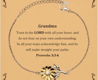 Amazon Grandma Trust In The LORD With All Your Heart Proverbs 3 3 6 Bible Verses Sunflower Bracelet For Grandma Motivational Quote Birthday Christmas For Grandma Clothing Shoes Jewelry