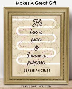 Amazon He Has A Plan And I Have A Purpose Jeremiah 29 11 Inspirational Bible Verses Christian Scripture Positive Quotes Religious Bible Verse Wall Art Decor For Home Office Unframed