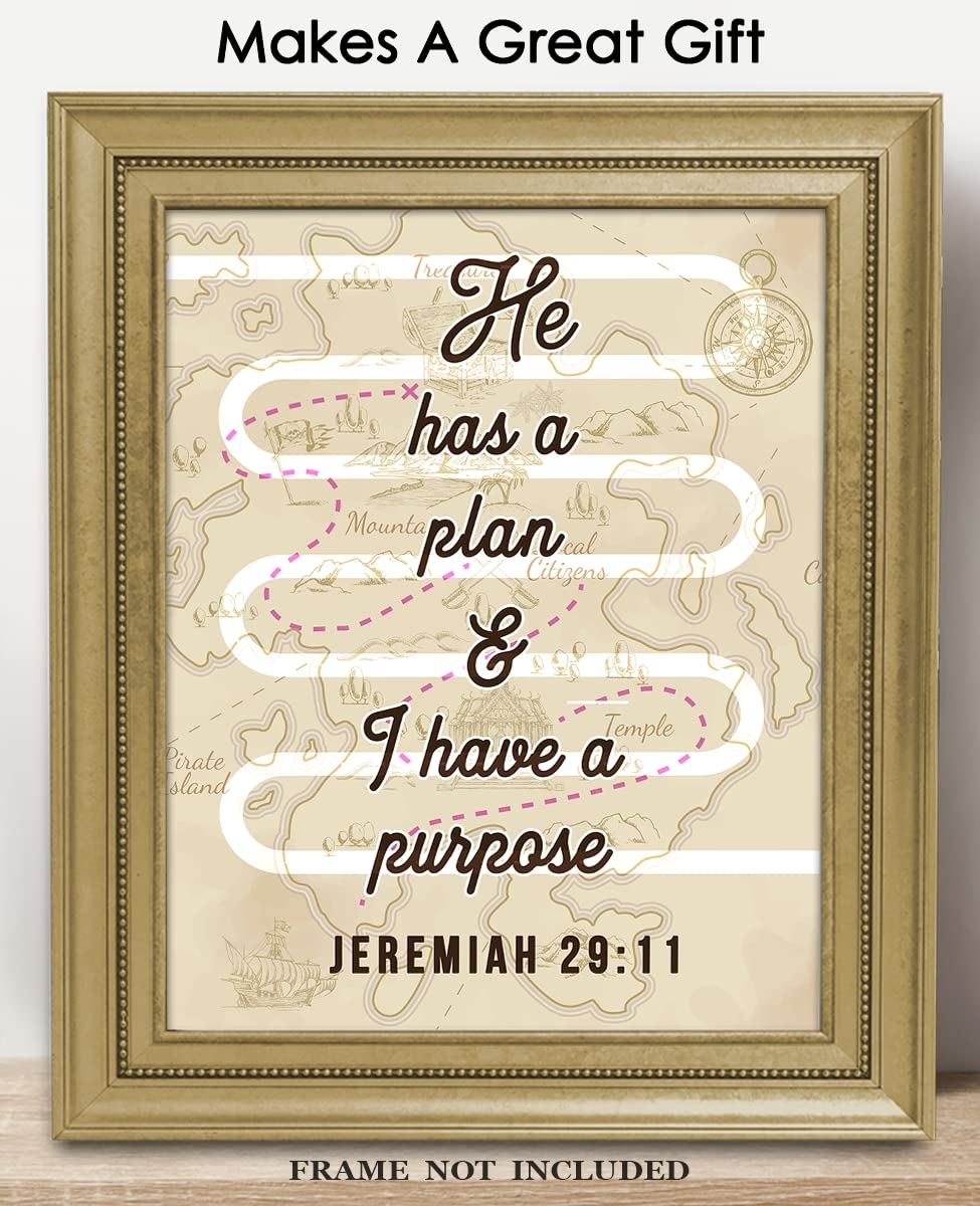 Amazon He Has A Plan And I Have A Purpose Jeremiah 29 11 Inspirational Bible Verses Christian Scripture Positive Quotes Religious Bible Verse Wall Art Decor For Home Office Unframed