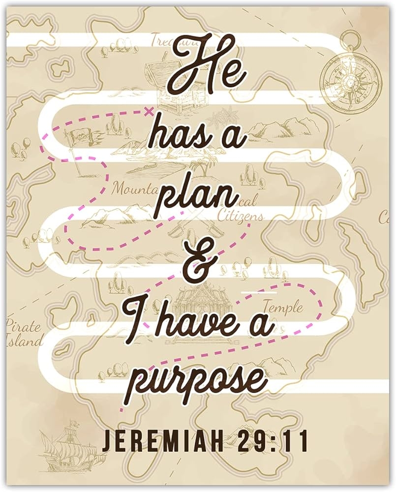 Amazon He Has A Plan And I Have A Purpose Jeremiah 29 11 Inspirational Bible Verses Christian Scripture Positive Quotes Religious Bible Verse Wall Art Decor For Home Office Unframed