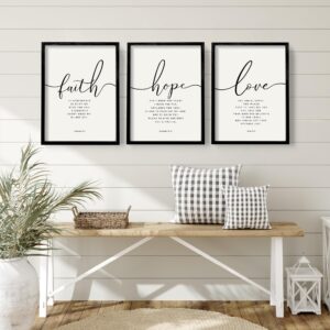 Amazon Houmury 3PCS Framed Faith Hope Love Bible Verses Wall Art Farmhouse Religious Quotes Wall Decor Inspirational Wall Art Black 16 x24 Posters Prints