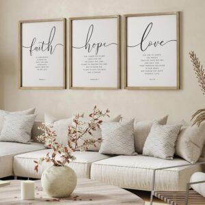 Amazon Houmury Set Of 3 Framed Farmhouse Bible Verses Wall Decor Sign 11 x14 Christian Faith Scripture Wall Art For Home Living Room Bedroom Wall Decor 11 x14 Brown Posters Prints