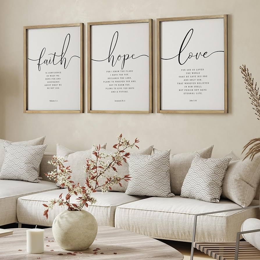 Amazon Houmury Set Of 3 Framed Farmhouse Bible Verses Wall Decor Sign 11 x14 Christian Faith Scripture Wall Art For Home Living Room Bedroom Wall Decor 11 x14 Brown Posters Prints