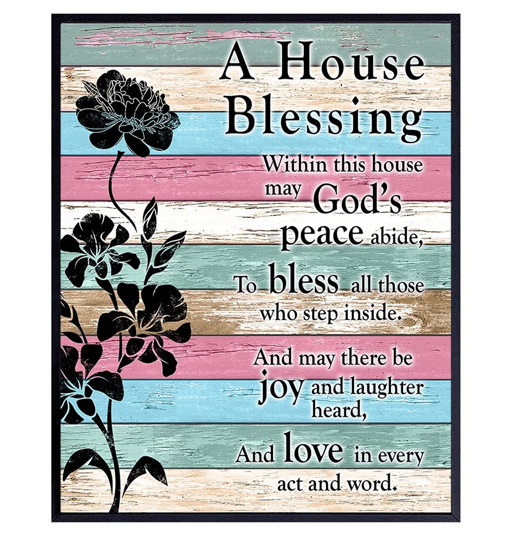 Amazon House Blessing Christian Wall Decor Religious Housewarming Gifts For Women Pastor Minister Inspirational Wall Art Blessed Art Bible Verse Decor Pink Teal Blue Picture Unframed Handmade Products
