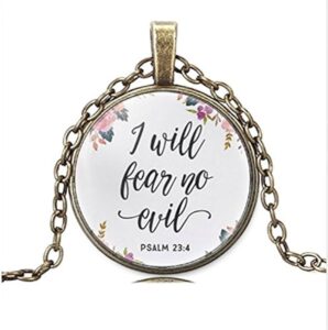 Amazon I Will Fear No Evil Psalm 23 4 Necklace Bible Verse Quote Necklace Christian Jewelry Gifts