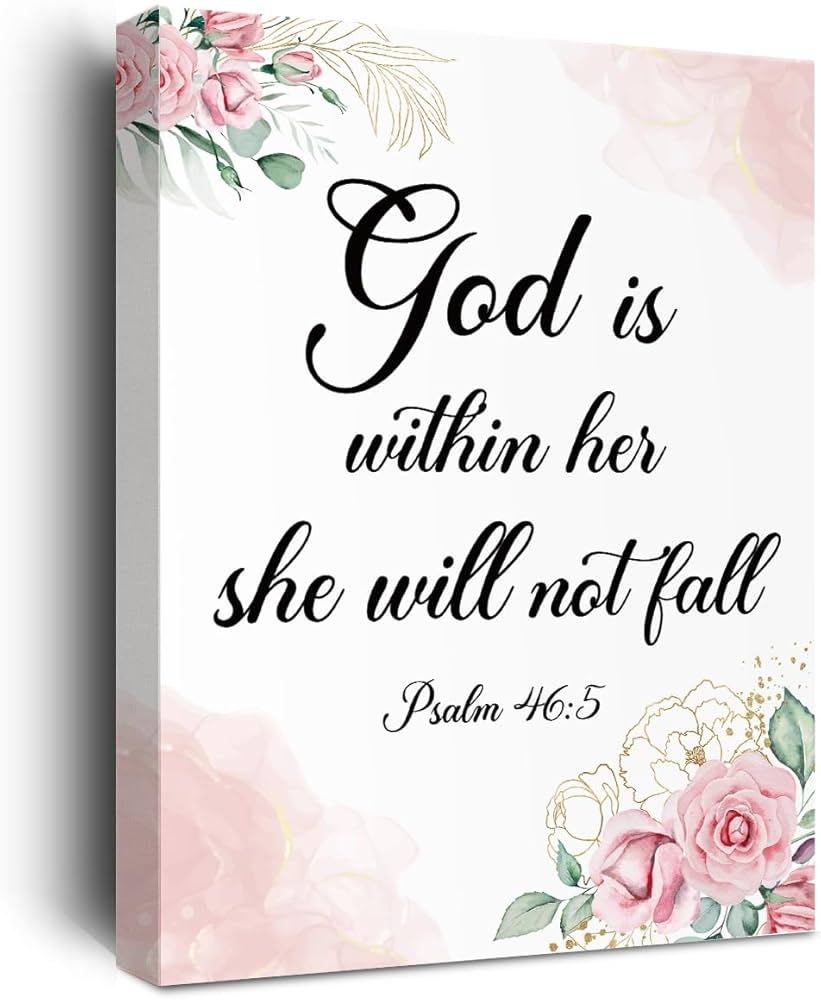 Amazon Inspirational Bible Verses Wall Decor Christian Wall Decor God Is Within Her She Will Not Fall Bible Verse Scripture Print Framed Canvas Painting Jesus Christian Church Living Bedroom Office Decor Posters