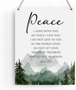 Amazon Inspirational Decor Peace I Leave With You John 14 27 Christian Gifts Bible Verse Wall Art Scripture Wooden Hanging Sign For Modern Home Office Bathroom Bedroom Wall Art Decoration 8x10 Inches