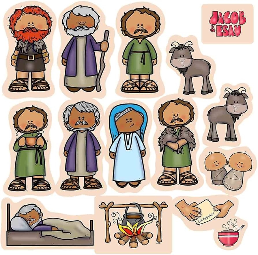 Amazon Jacob Esau Felt Figures For Bible Flannel Board Stories 15 Precut Figures Story Guide Activity Pages Toys Games