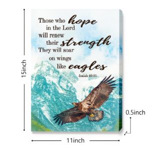 Amazon JANLAN Isaiah 40 31 Wall Decor Bible Verse Canvas Wall Art Eagle Soaring Through Sky Christian Canvas Wall Artwork For Home Bedroom Living Room Posters Prints