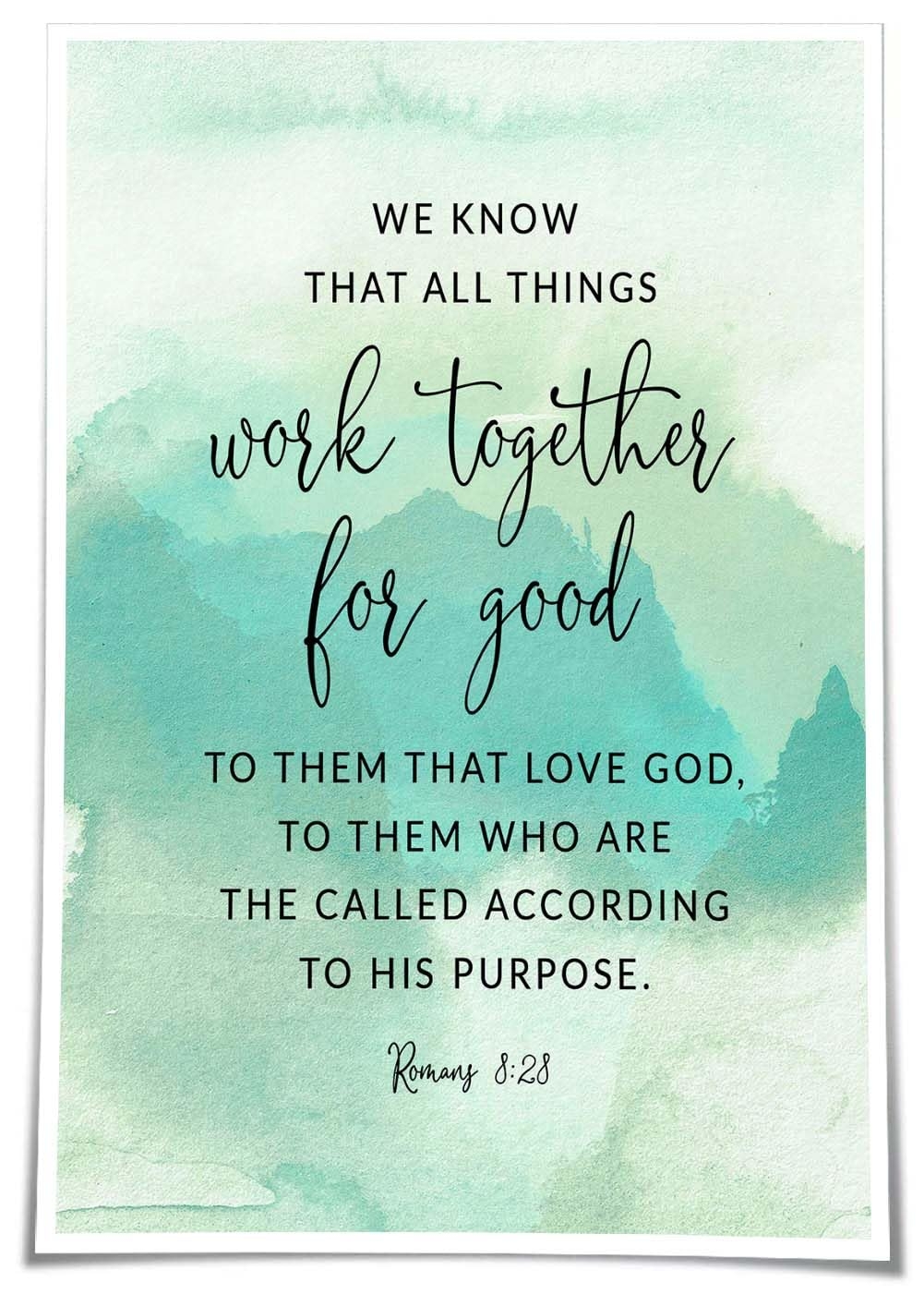 Amazon Jelyfisg Romans 8 28 All Things Work Together Religious Wall Art Christian Scripture Poster Bible Quotes Wall Decor Dining Room 20 00 x30 00 Unframed Posters Prints