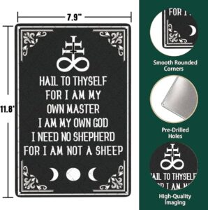 Amazon Jenifu Hail To Thyself For I Am My Own Master Witchy Sign Halloween Witch Metal Sign Witchy Metal Tin Sign Positive Inspirational Quotes Sayings Wall Decor For Bedroom Living Room Office