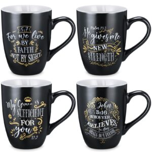 Amazon Jinei 4 Pcs Christian Coffee Mugs Set Black Stoneware Bible Coffee Mugs For Men Women Religious Inspirational Motivational Encouragement Gifts 12 Oz Home Kitchen