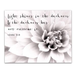 Amazon John 1 5 Light Shines Bible Quote Wall Art Christian Art Print Christian Gifts For Women Religious Verses Desk Decor Bible Verses Office Wall Decor Catholic