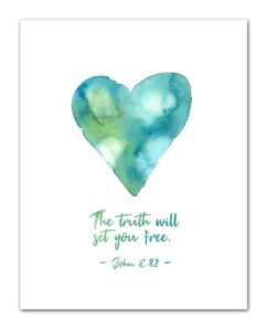 Amazon John 8 32 The Truth Set You Free Bible Quote Wall Art Christian Art Print Christian Gifts For Women Religious Verses Desk Decor Bible Verses Office Wall Decor Catholic