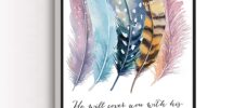 Amazon KEJPU Canvas Wall Art Modern Art Print Bible Verse Psalm 91 4 Poster Birds Feathers Scripture Christian Quotes Painting Artwork Wall Decor For Home Office Wooden Frame Ready To Hang 12 X18 Posters