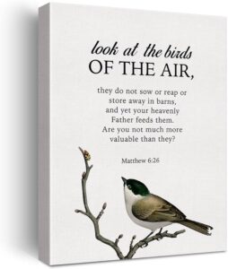 Amazon LEXSIVO Bible Verse Matthew 6 26 Print Canvas Wall Art Home Office Decor Look At The Bird Of Thr Air Painting 12x15 Canvas Poster Framed Ready To Hang Christian Gift Posters