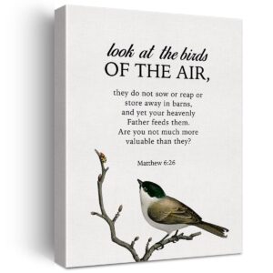 Amazon LEXSIVO Bible Verse Matthew 6 26 Print Canvas Wall Art Home Office Decor Look At The Bird Of Thr Air Painting 12x15 Canvas Poster Framed Ready To Hang Christian Gift Posters
