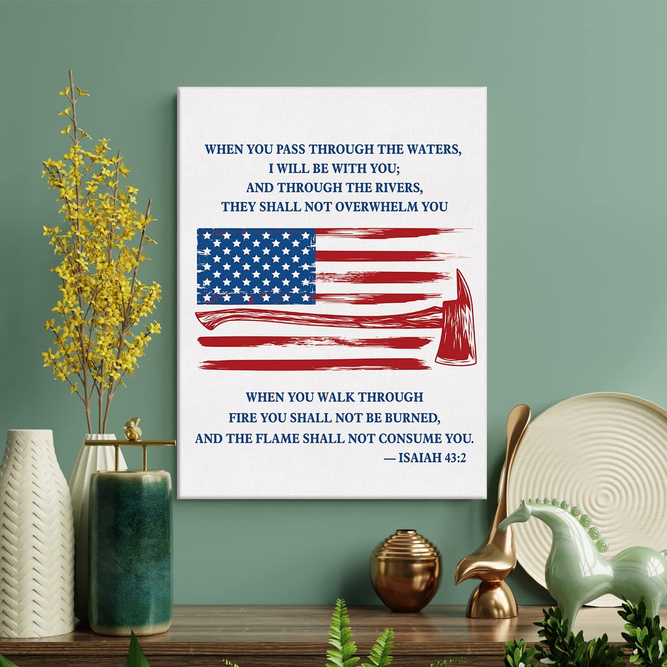 Amazon LEXSIVO Firefighter Print Canvas Wall Art Office Decor Modern Firefighter Quotes Painting 12x15 Canvas Poster Framed Ready To Hang Bible Verse Artwork Posters Prints