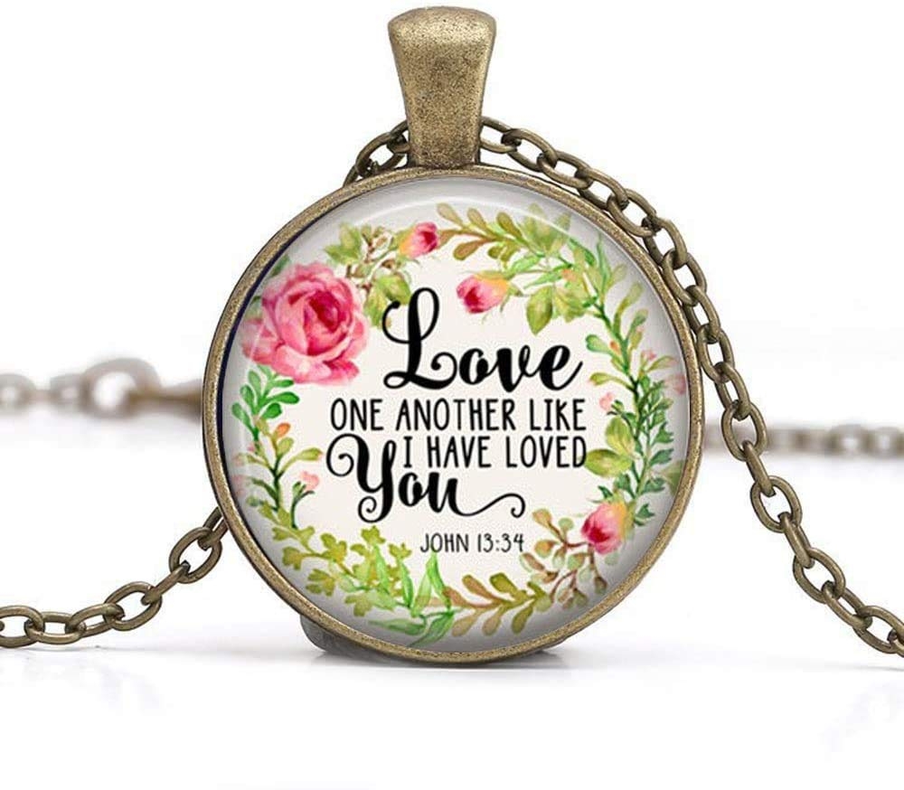 Amazon Love One Another Bible Verse Jewelry Christian Gift Bible Quote Necklace John 13 34 Jewelry Clothing Shoes Jewelry