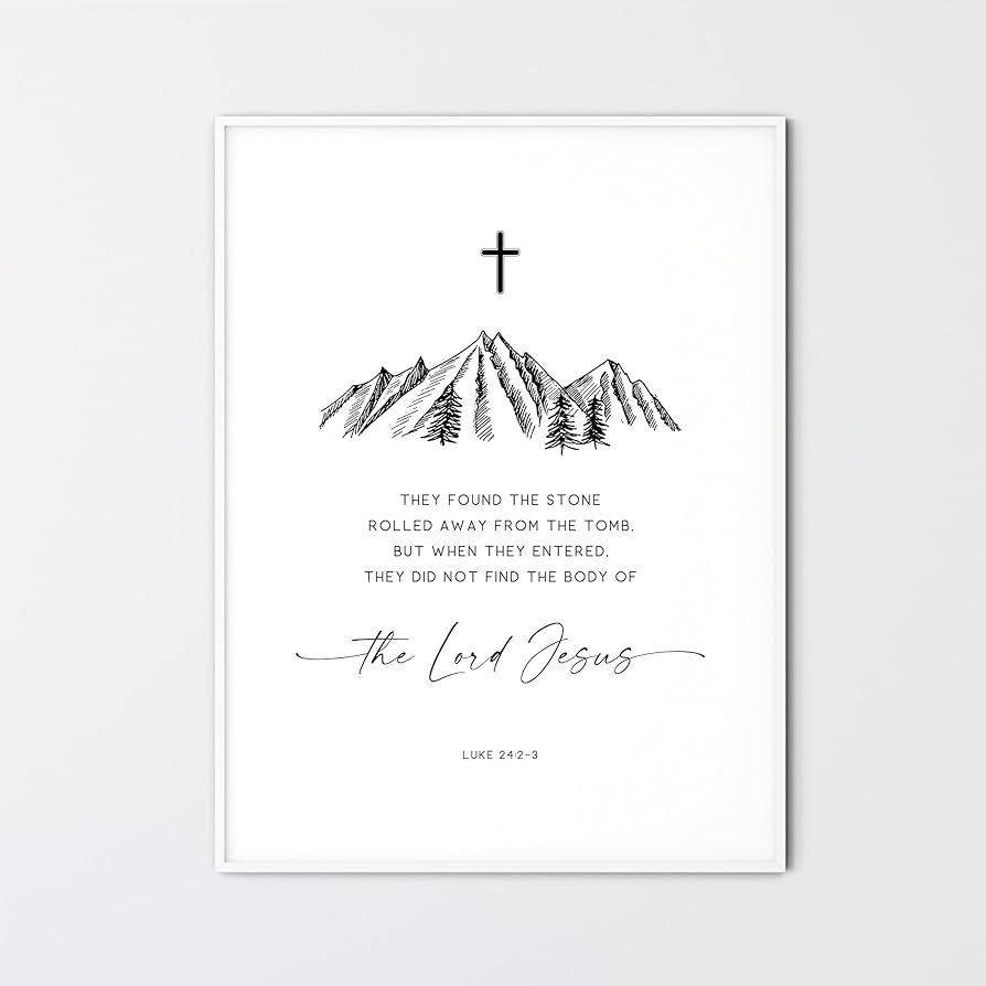 Amazon Luke 24 2 3 Easter Modern Minimalist Scripture Bible Verse Wall Art Christian Home Decor Print Black And White Bible Quote Print Unframed 22 Posters Prints