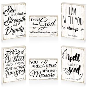 Amazon Maitys 6 Pcs Bible Verse Mini Wood Signs Wooden Religious Inspirational Rustic Decorative Sign Scripture Distressed White Christian Home Decor Delicate Style Home Kitchen